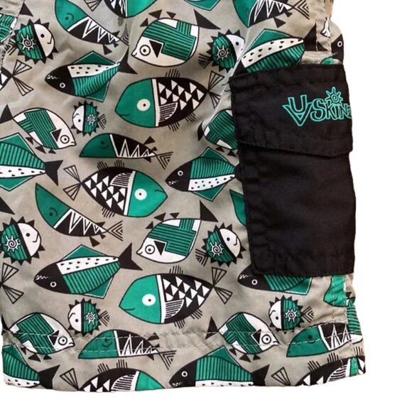UV Skinz Geometric Print Fish UPF 50+  Swim Trunks Boys size 3T - Picture 7 of 8